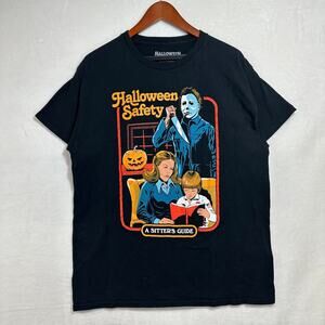 Halloween Safety Creepy Co. Large Tee Shirt Black Michael Myers Horror‎ Funny